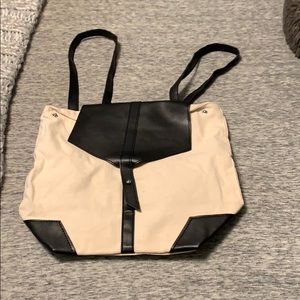 Canvas & vegan leather bucket backpack